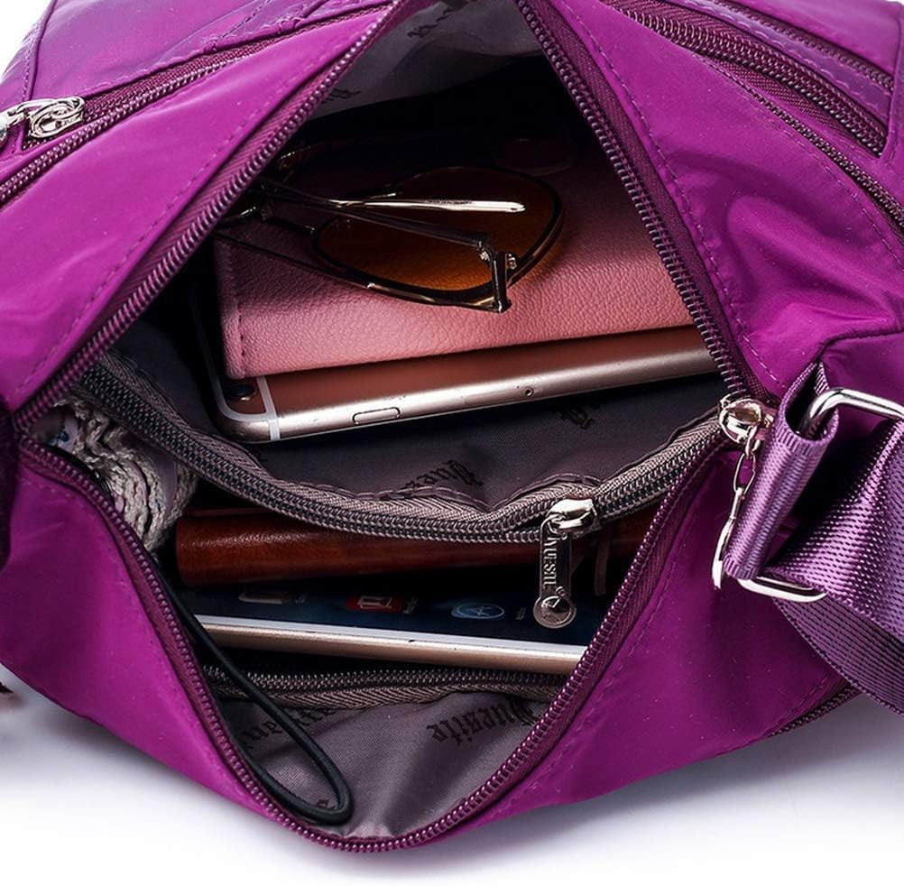 Women'S Casual Multi-Pocket Shoulder Bag, Larger Capacity, Waterproof Nylon Shoulder Bag, Handbag for Shopping, Daily Use,Black - Black image number 4