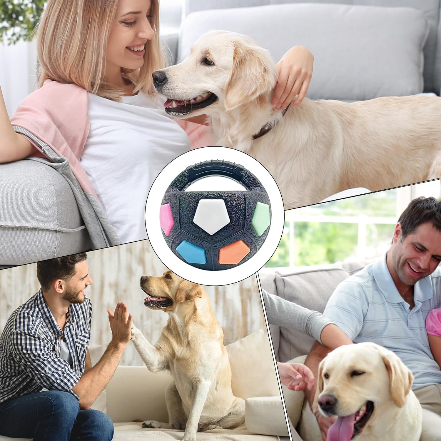 Dog Fetch Football | round Squeaky Interactive Toys - Dog Chewing Ball, Pet Training Supplies for Aggressive Chewers for Fetch and Play
