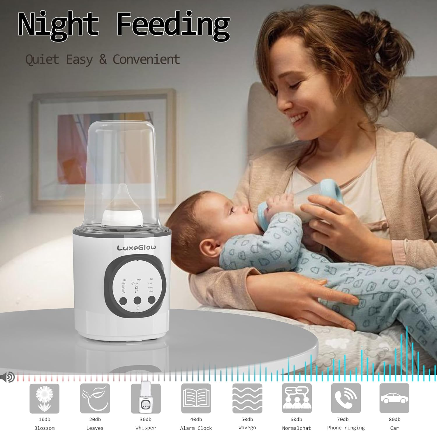 Fast Baby Bottle Warmer for Breastmilk and Formula,10-In-1 Functionality Intelligently Heating, Accurate Temperature Control, Sterilizing, Travel-Friendly Design for All Bottle Sizes image number 3