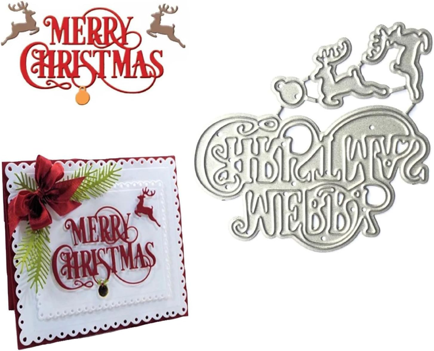 Merry Christmas Deer Metal Cutting Dies, DIY Embossing Stencil Template Crafts for Handmade Scrapbooking Paper Card Making (Merry Christmas) image number 3