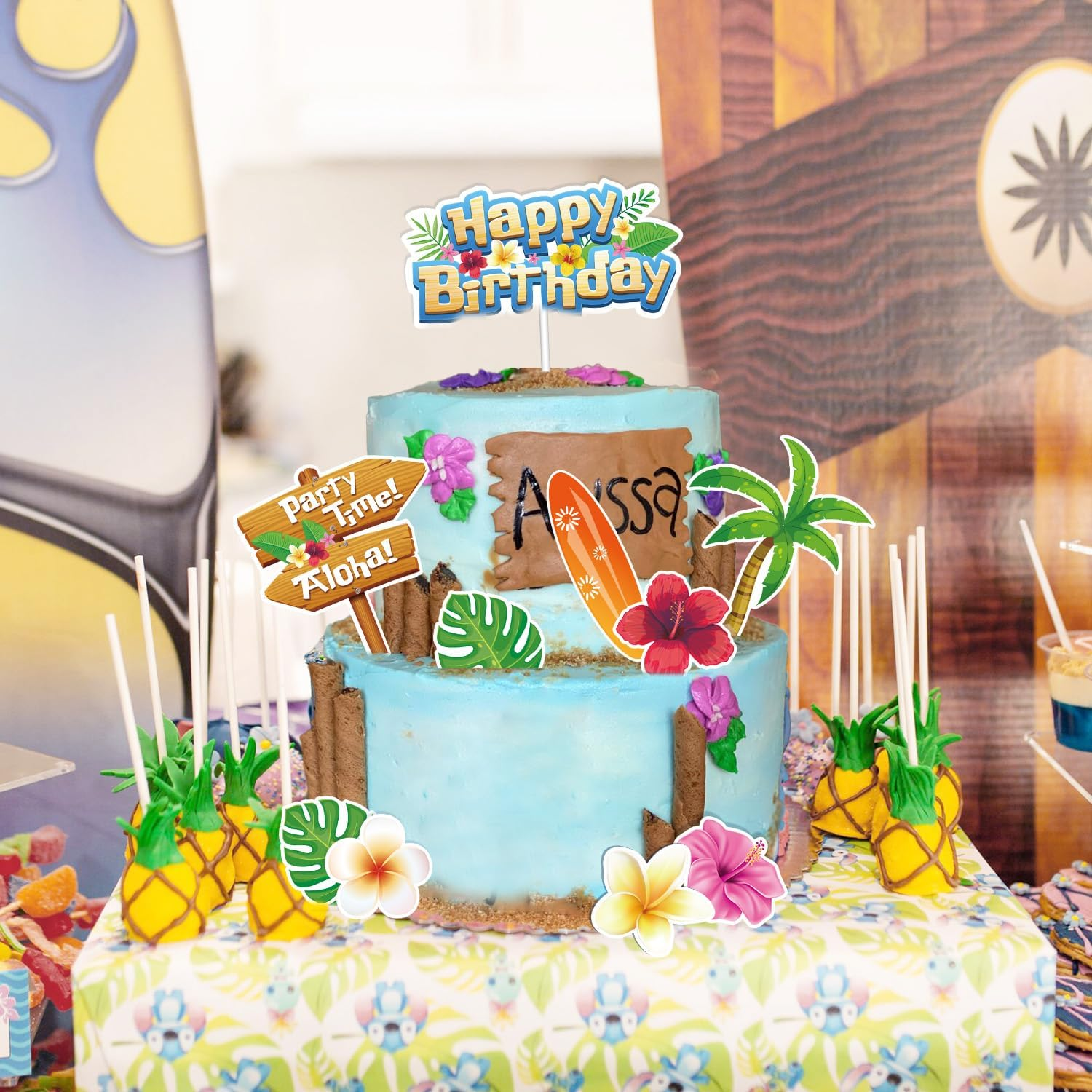 12Pcs Blue Cartoon Cake Decorations,Blue Cake Topper Cartoon Themed Party Decorations for Boys Kids Birthday or Baby Shower Supplies image number 3