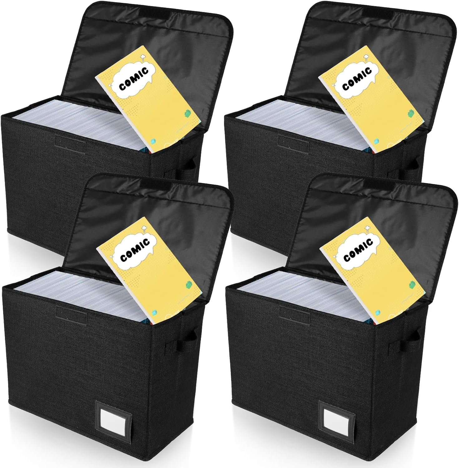 DJAPWPX 4 Pcs Comic Book Storage Box with Enclosed Lid and Handles Holds 150-180 Comic Books for Wardrobe Closet Shelf Office image number 3