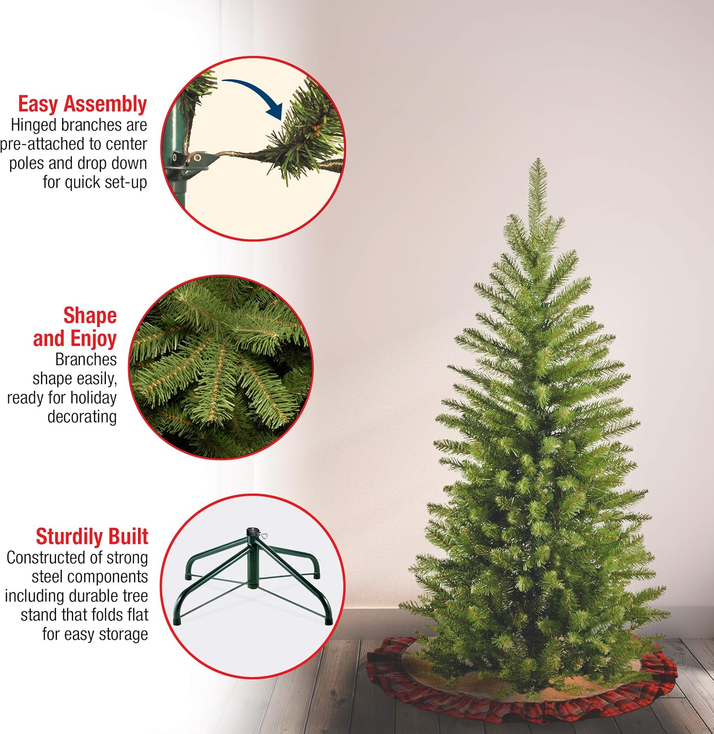 National Tree Company Artificial Slim Christmas Tree, Green, Kingswood Fir, Includes Stand, 4 Feet image number 5
