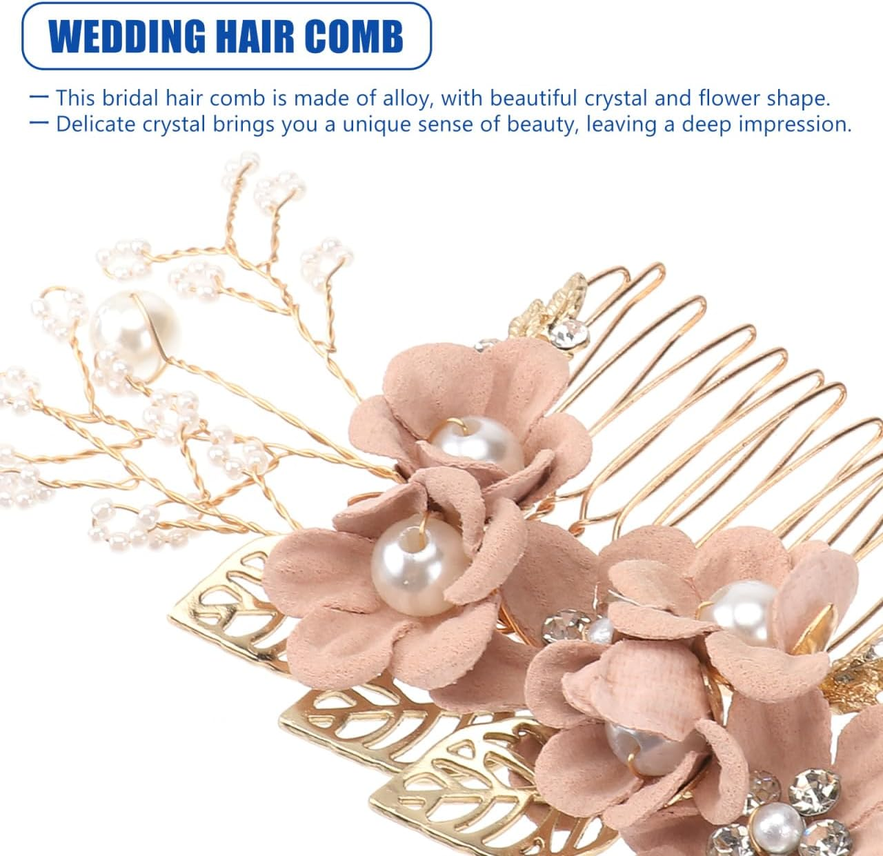 Hemobllo Side Hair Clips with Flowers for the Bride: Alloy Headpiece with Rhinestones and Flowers for Wedding Brides Hair Comb Wedding Prom Birthday Party image number 4