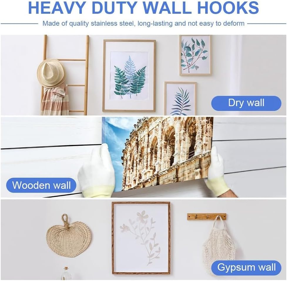 RESFNSE 30 Pcs Stainless Steel Monkey Hooks Picture Hangers Wall Hangers without Nails Wall Hooks