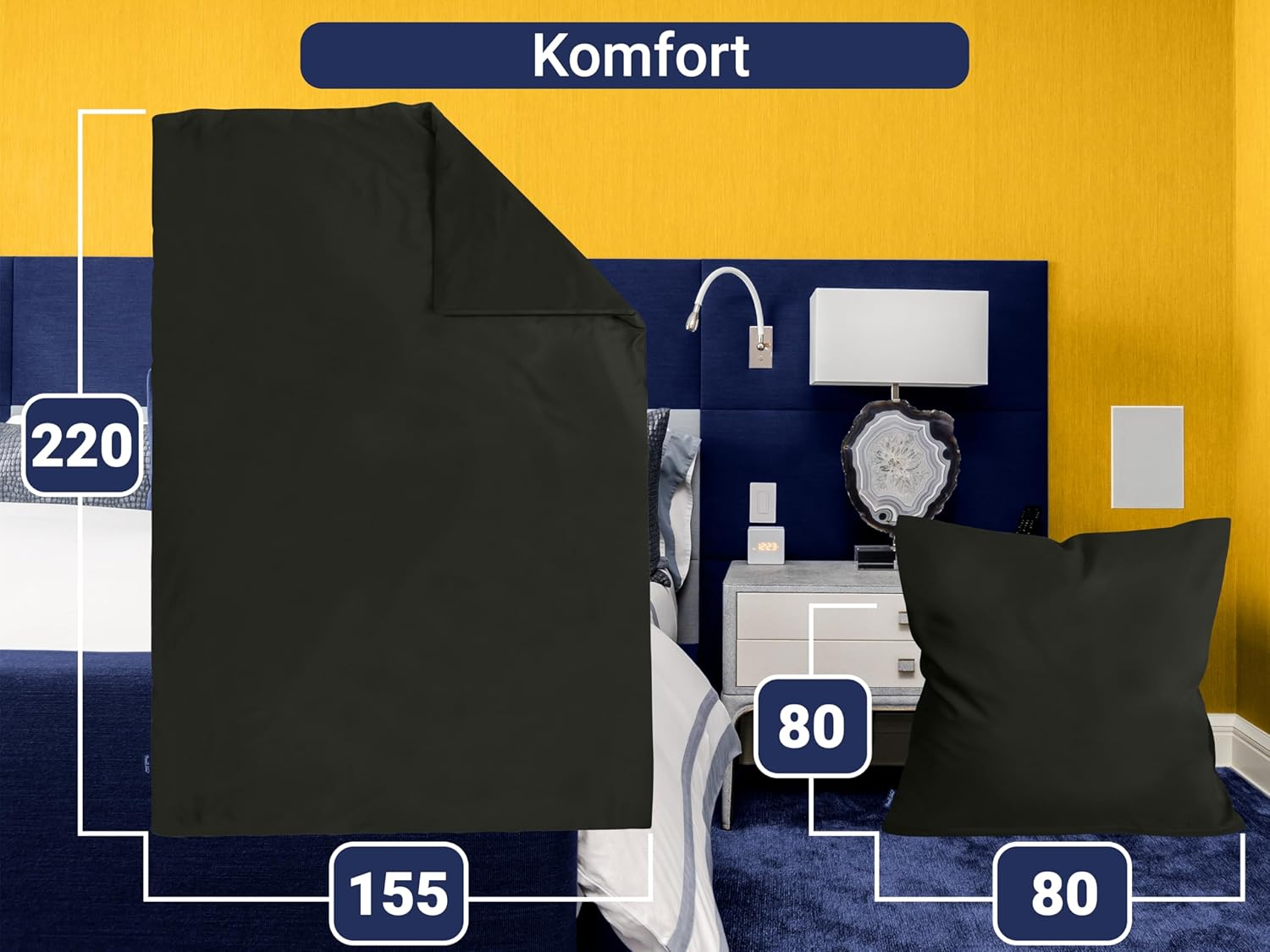 1613.2353 Bed Linen Duvet Cover 155 X 220 Cm + 80 X 80 Cm 2-Piece Set Black image number 6