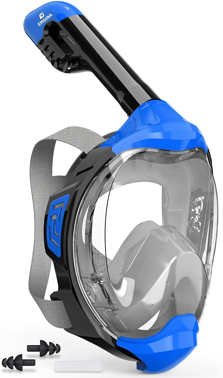 Emsina-Full Face Snorkel Mask Adult the Perfect Snorkeling Gear for Adults and Kids, Upgrade Dry Top Breathing System-New Flowtech Design- Foldable Panoramic View, anti Leak&Fog