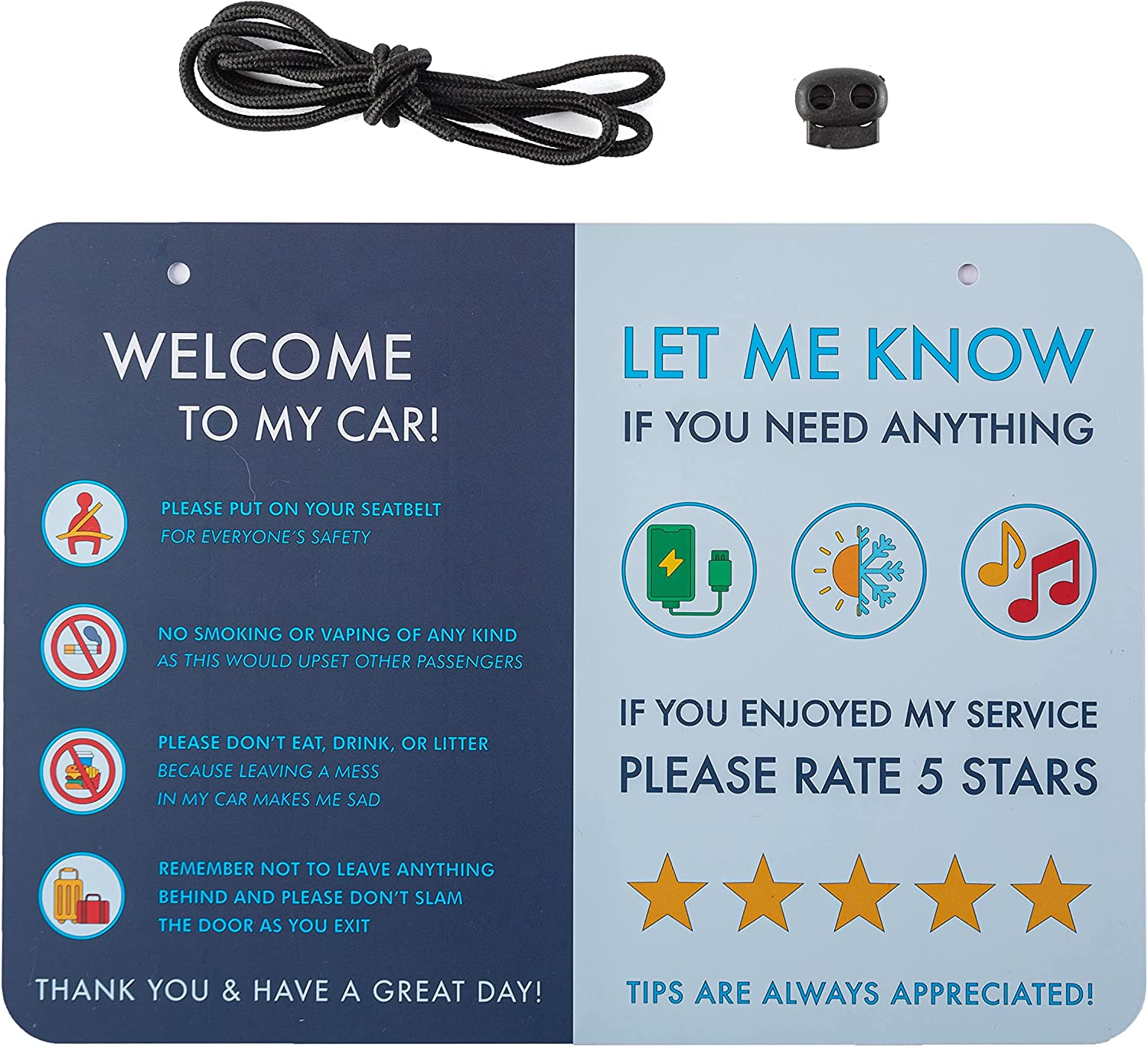 NIVRANA Rideshare Car Sign 2-Pack &mdash; Better Customer Relations, Higher Ratings and More Tips with a Large Universal Sign, Accessory for Uber Drivers, for Lyft Drivers, Rideshare Drivers image number 1