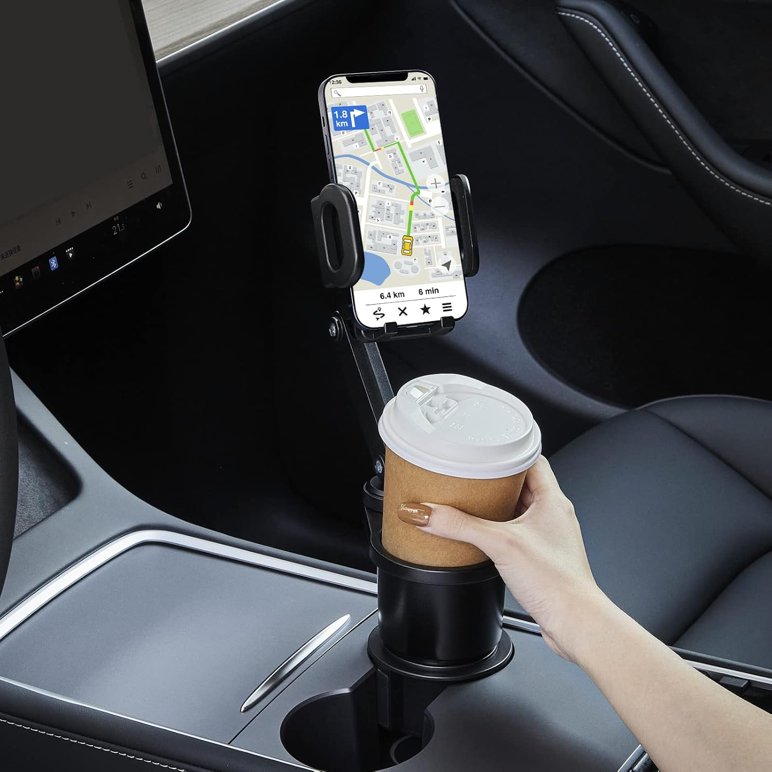 This Hill Cup Holder Expander for Car 360&deg; Rotation Cup Holder Phone Mount Compatible with Iphone/Samsung All Smartphones image number 4