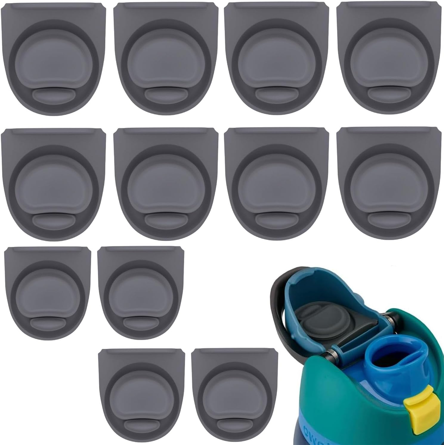 12Pcs Water Bottle Seal Replacement Stopper Compatible with Owala Freesip 24/32/40 Oz, Silicone Seal Bottle Cap Replacement Parts, Cap Mouth Plug Gasket Accessories for Owala (Gray) image number 6