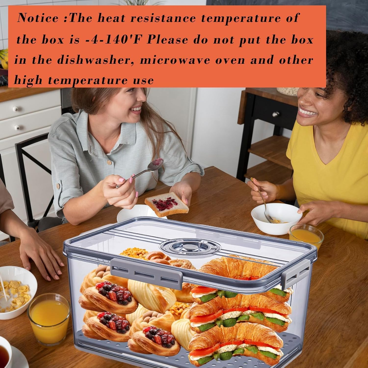 Bread Box with Lid for Kitchen Counter,Time Recording Bread Keeper with Lid,Bread Containers Storage Airtight for Homemade Bread, Toast, Bagel, Donut and Cookies image number 5