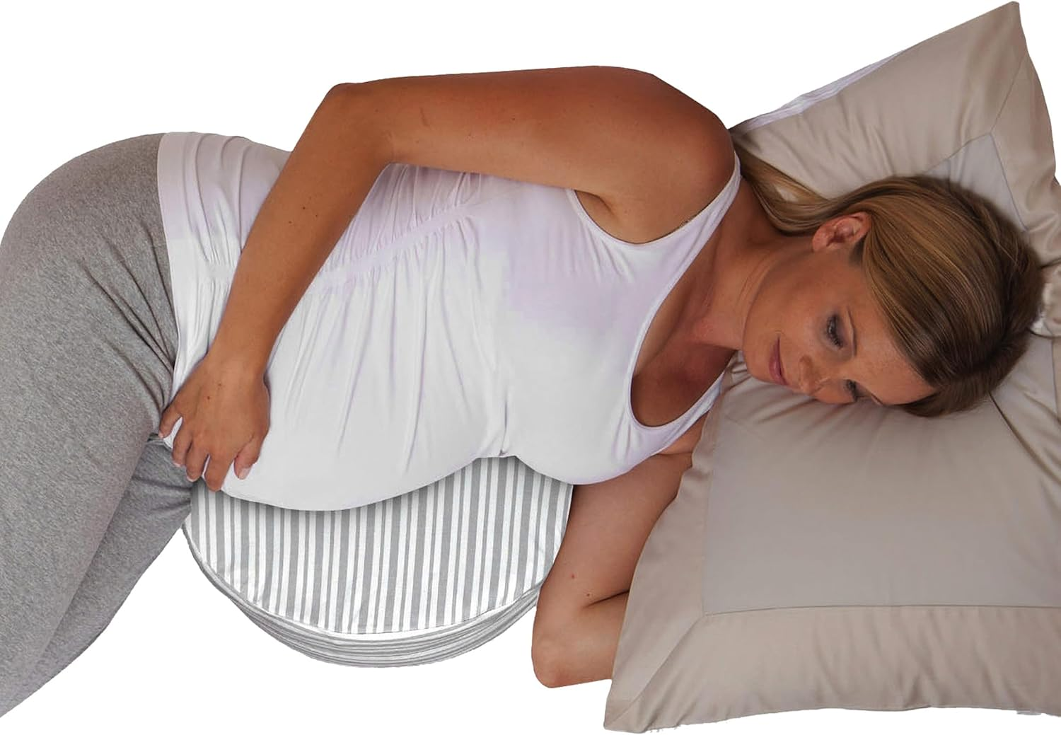 Boppy Pregnancy Pillow Wedge with Cover, Gray Stripe, Belly Support Maternity Wedge, Firm Pregnancy Wedge Pillow for Pregnancy from Boppy Line of Pregnancy Pillows for Sleeping, a Pregnancy Must Have image number 5