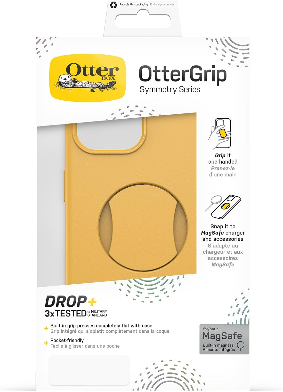 Otterbox Ottergrip Symmetry Case for Iphone 15 / Iphone 14 / Iphone 13 for Magsafe, Drop Proof, Protective Case with Built-In Grip, 3X Tested to Military Standard, Yellow image number 2