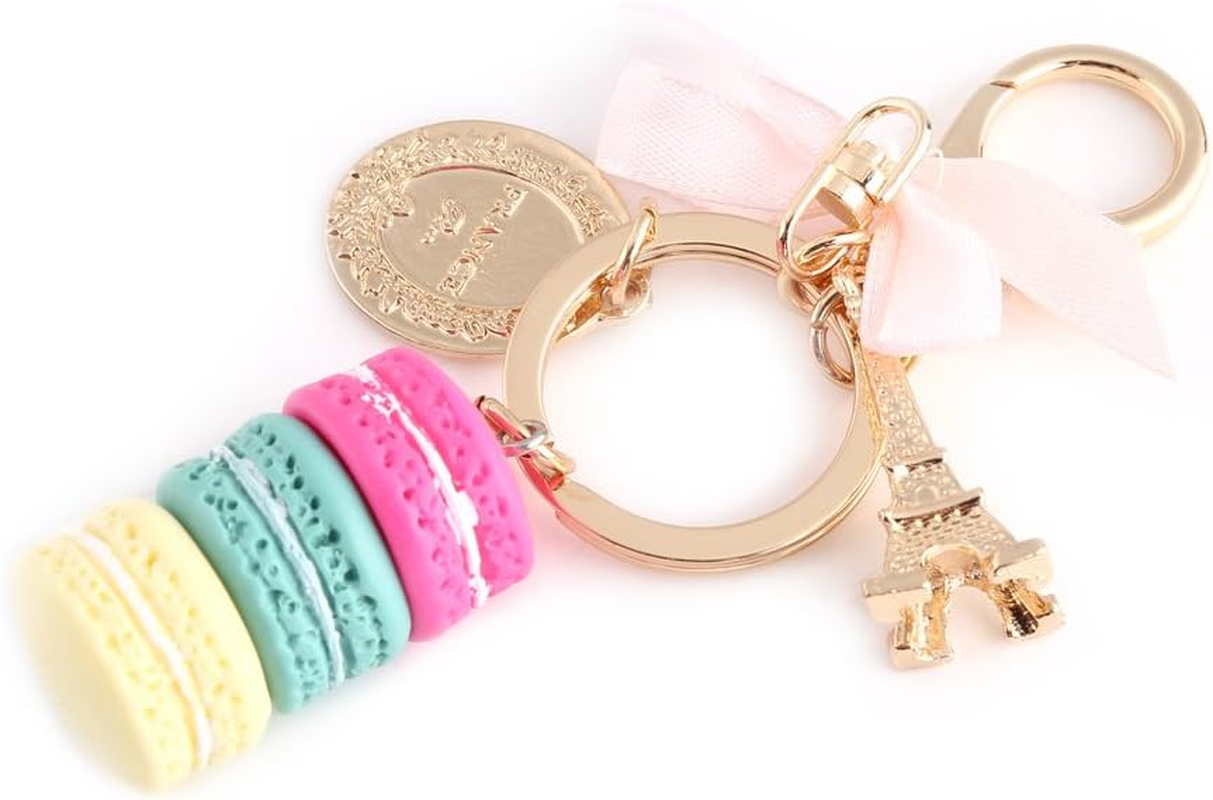 Colorful Alloy Keychain, Mini Macaroon Cute Eiffel Tower Keychain Keyring Bag Pendant Car Charm Decoration Accessory for Car Key Handbag (Rose Red) - Pink image number 7