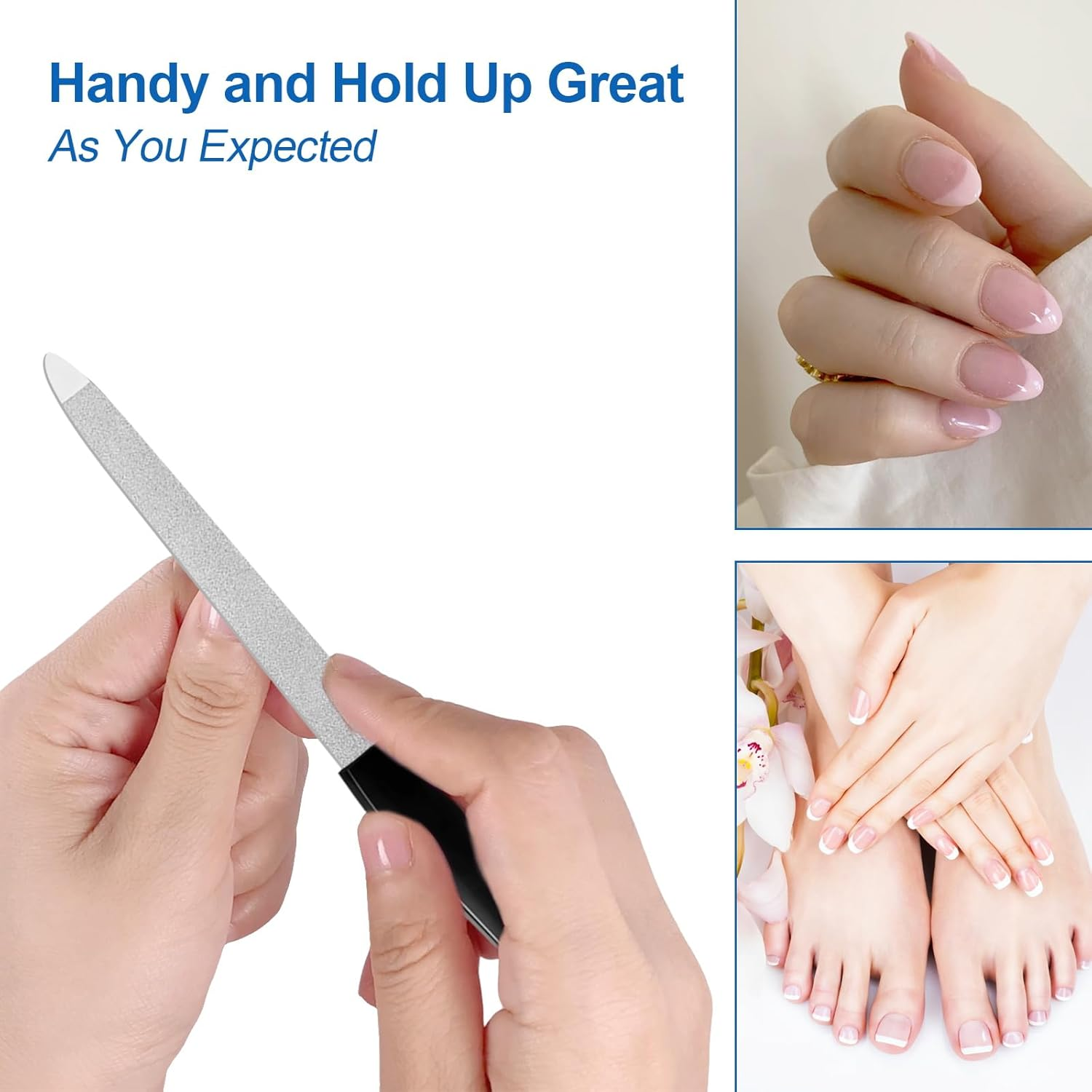 Fingernail Files (6 Pack), Metal Nail Files for Natural Nails Stainless Steel 6 Inch Nail File with Sharp Pointed Tip Non Slip Handle, Finger Nail Filers for Women Sapphire Grit Sword Diamond Black image number 6