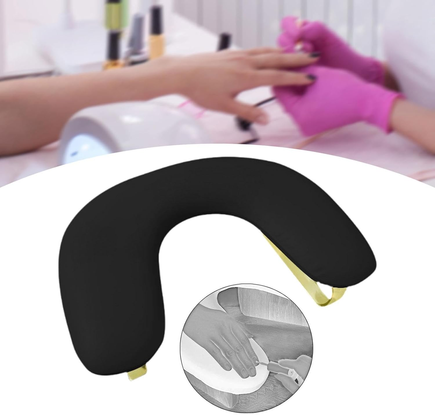 Ysyqkn U Shape Arm Rest Manicure Armrest Tilt Design Nail Arm Rest Stand Non Slip Portable for Home DIY Nail Salon Supplies Table, Black image number 6