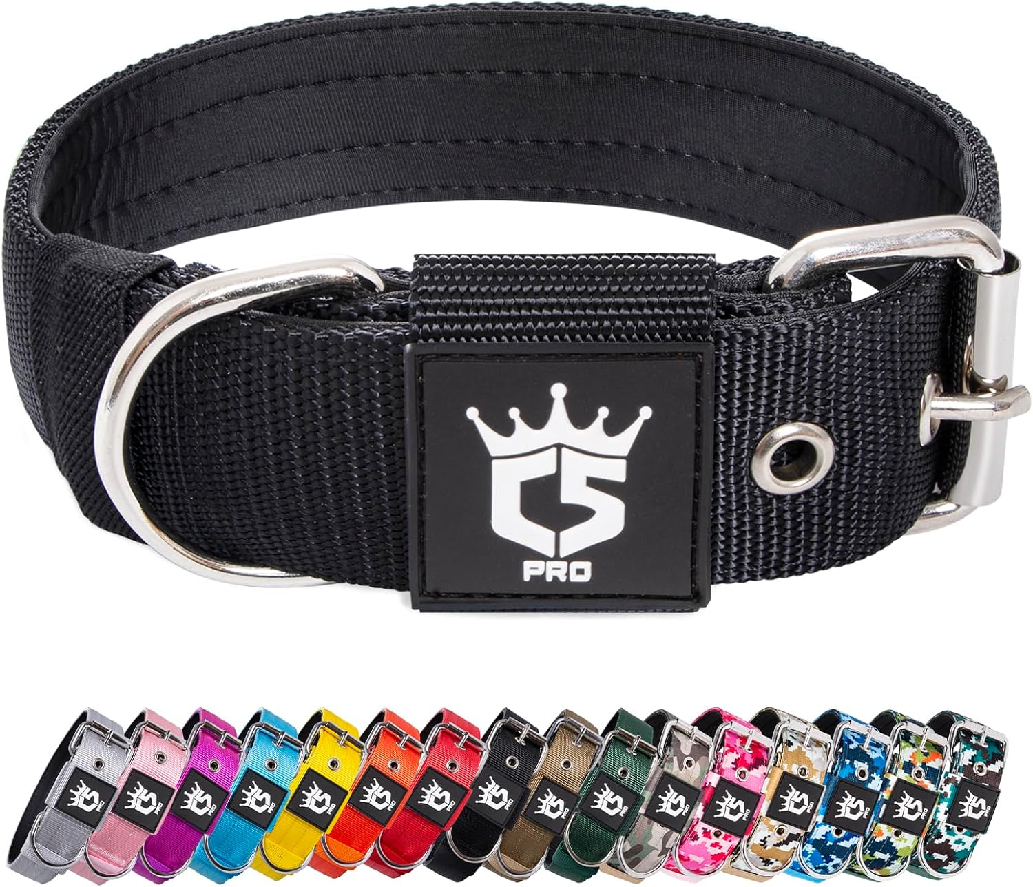 TSPRO Tactical Dog Collar 1.5 Inch Wide Dog Collar Military Grade Strong Dog Collar Thick Dog Collar Heavy Duty Metal Buckle Dog Collar(Khaki-M)