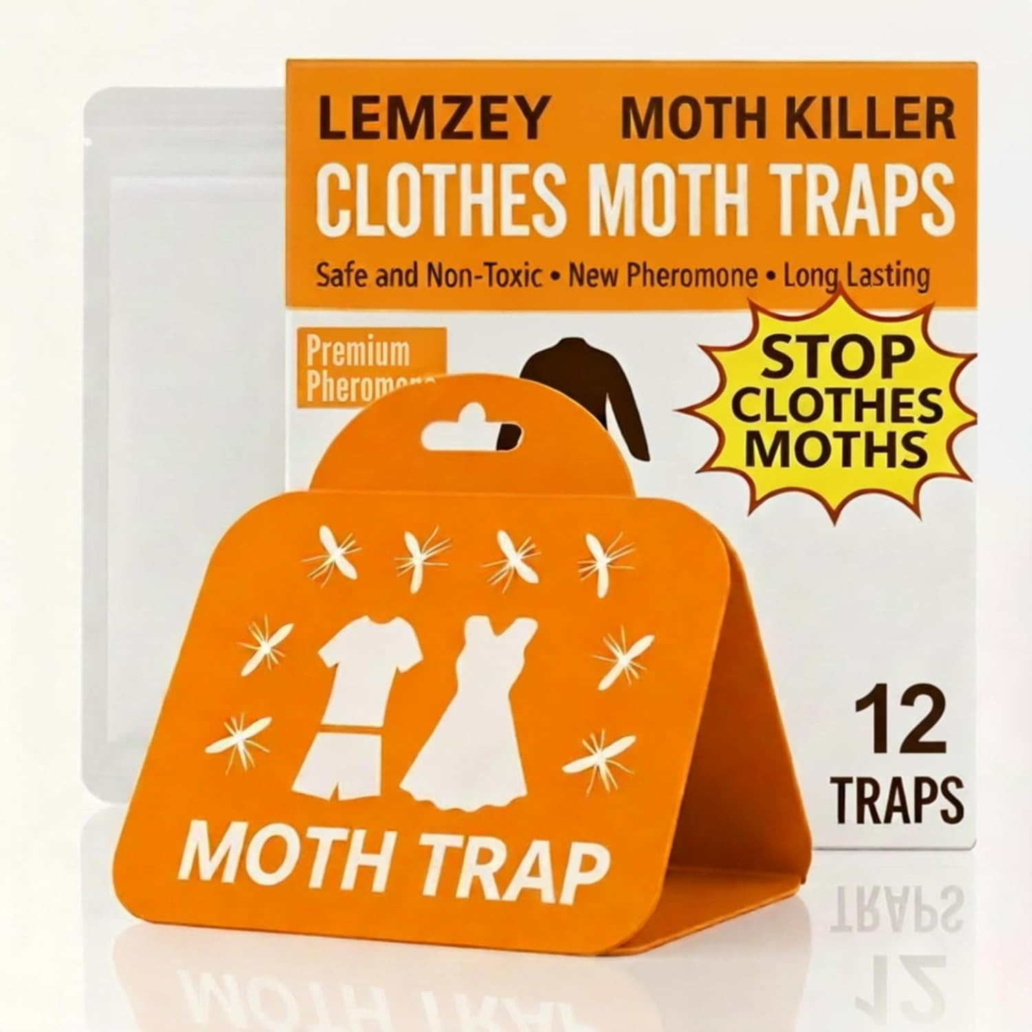 Moth Traps &ndash; Non-Toxic Pheromone Sticky Traps for Clothes & Pantry Moths &ndash; Odorless, Safe for Home Use, Effective & Easy to Use &ndash; 8 Pack