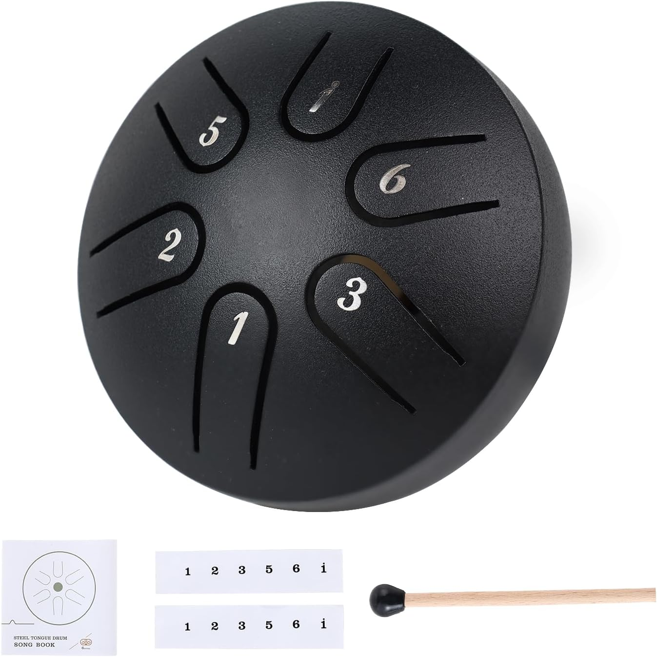 Yahpetes Steel Tongue Drum Musical Percussion Instrument Metal Rain Drum for outside 3 Inch 6 Notes C-Key for Meditation Yoga Education Percussion with Bag, Music Book, Mallets (3"6 Tone, Silver)