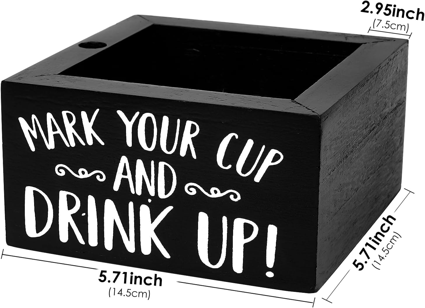 Cup Holder with Marker Slot, Black Wood Disposable Cup Holder, Mark Your Cup and Drink up Plastic Cup Organizer Drink Dispenser for Wedding Party Kitchen Decor image number 3