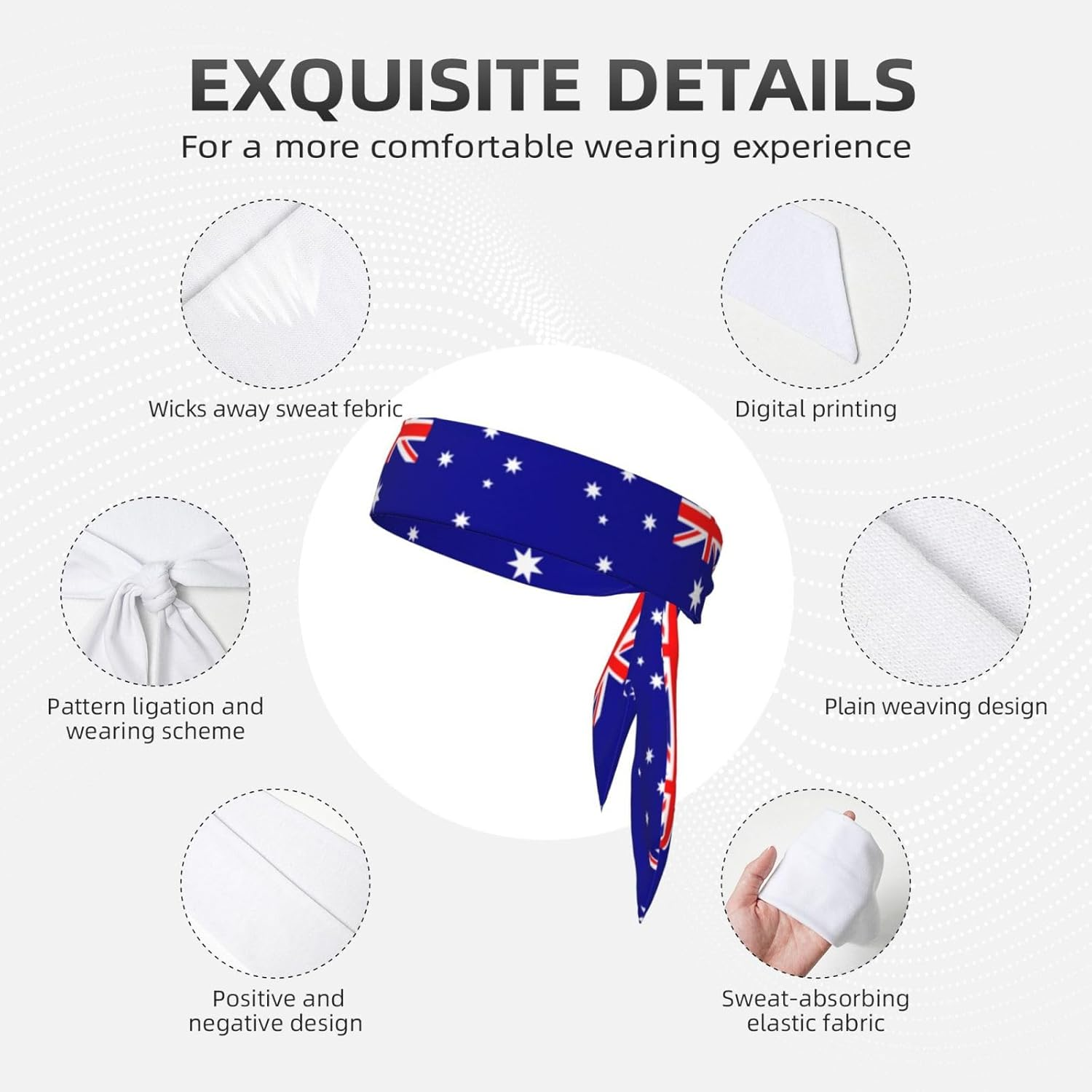 Australian Flag Soft and Breathable Lightweight Headscarf Double-Sided Sports Head Tie image number 1