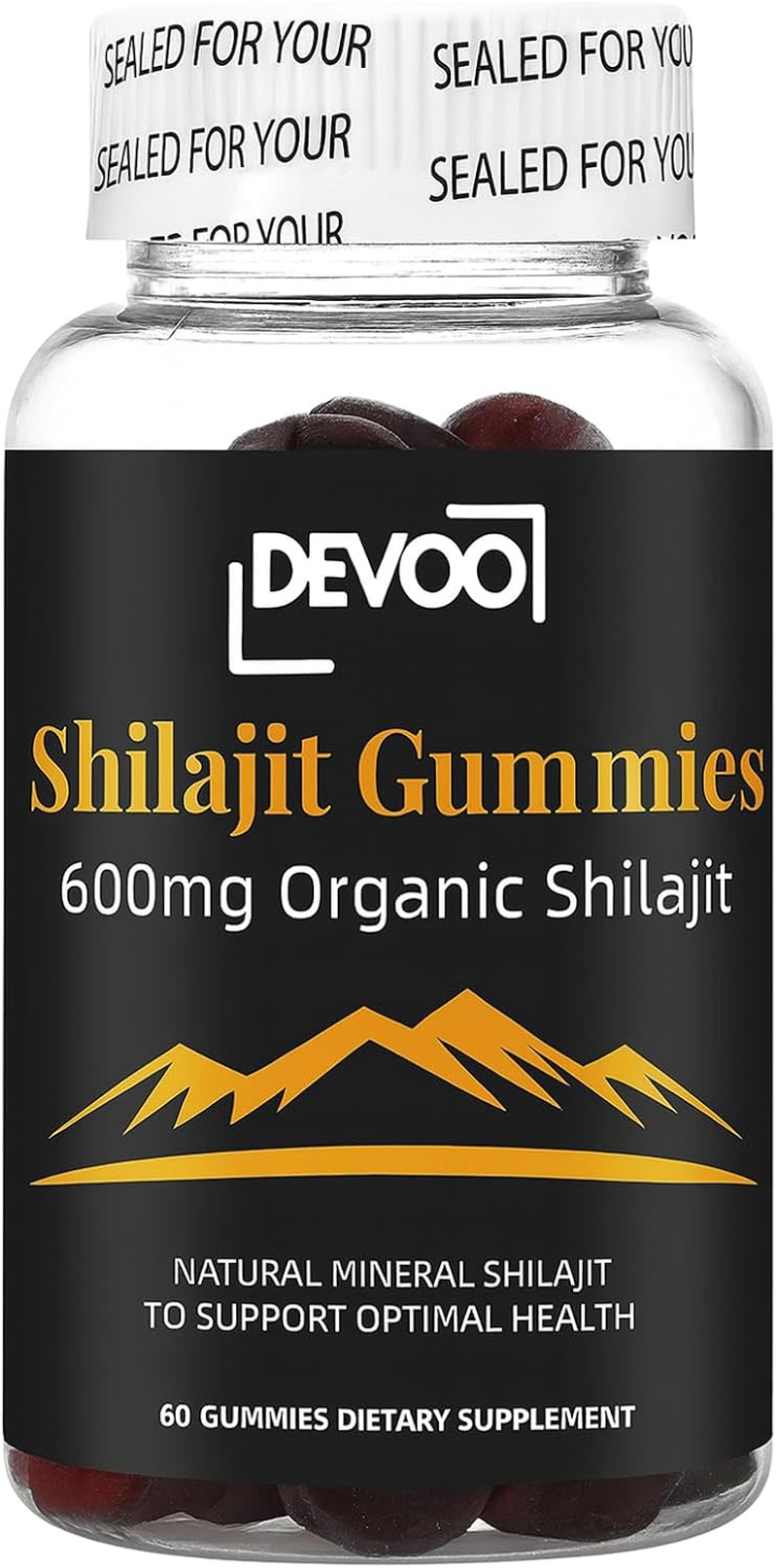 Devoo Shilajit Gummies 600Mg &ndash; Organic Himalayan Shilajit Supplement, Sugar-Free, Vegan Energy & Vitality Booster for Men & Women &ndash; 60 Count image number 1