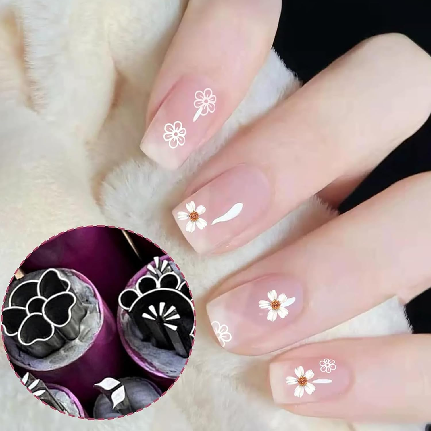 Nail Flower Stamp Pen,15X Art Tools Pen with 6 Different Nail Patterns | Stamping Plate Stamper Kit Flower Stamp Stamper Tool for Women Girls image number 4