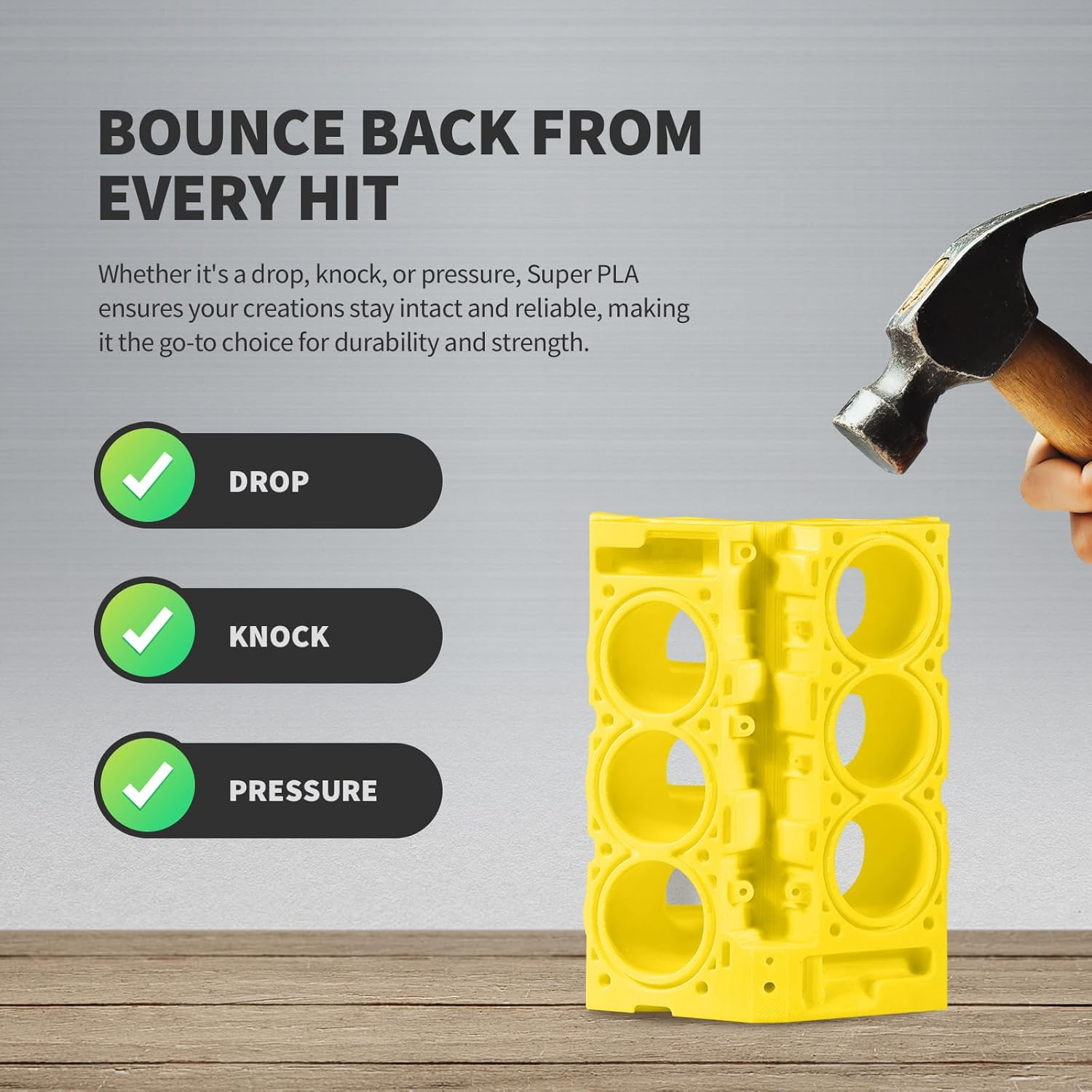 OVERTURE Super PLA+ Filament 1.75Mm, Enhanced Toughness PLA Plus, High Impact Resistance, Heat-Resistant, 1Kg (2.2Lbs) Cardboard Spool, High Precision +/- 0.02Mm (Yellow) - Green image number 2