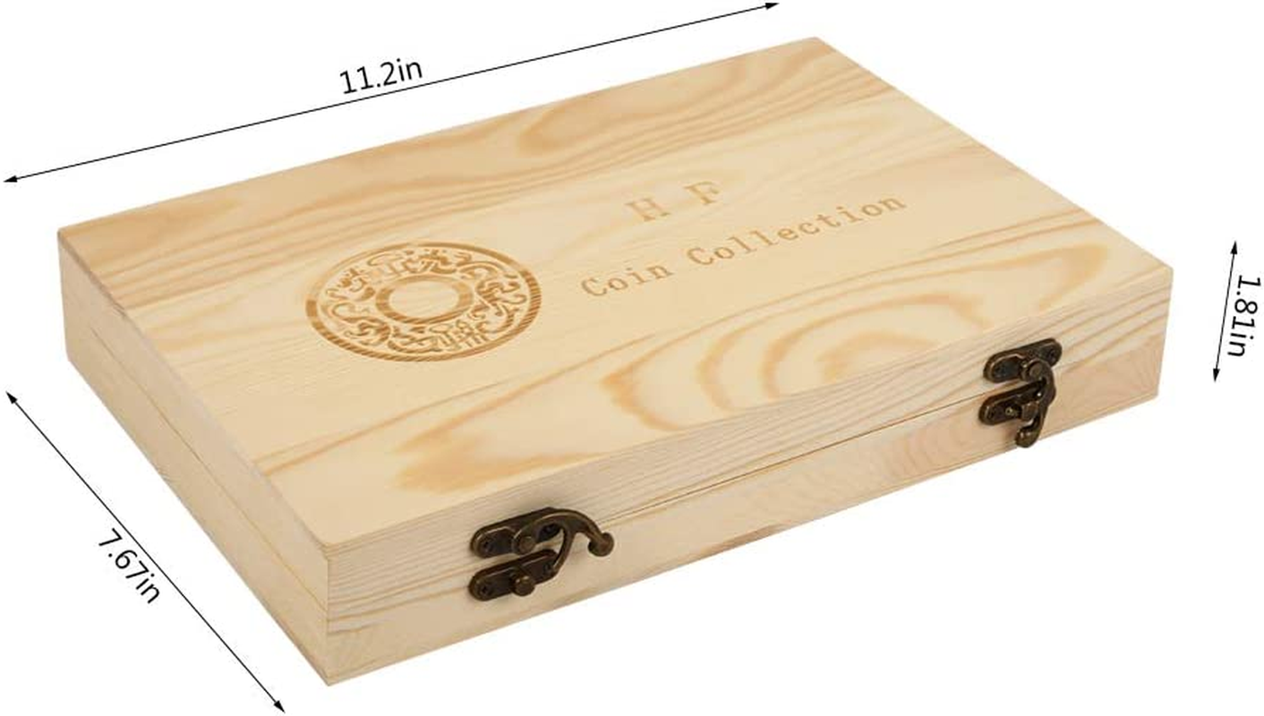 100 Grids Coin Collection Box Wooden Coins Storage Case Commemorative Coin Holder Container Protection Organizer Box image number 4