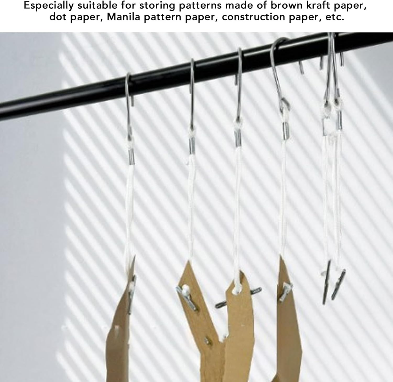 Omabeta 20PCS Sewing Pattern Hanging Hooks with 260-280Mm/10.24-11.02In Rope for Patterns Designerstailors, Metal Hanger, Efficient Storage, Made of Galvanized Steel for Kraft Paper Patterns image number 6
