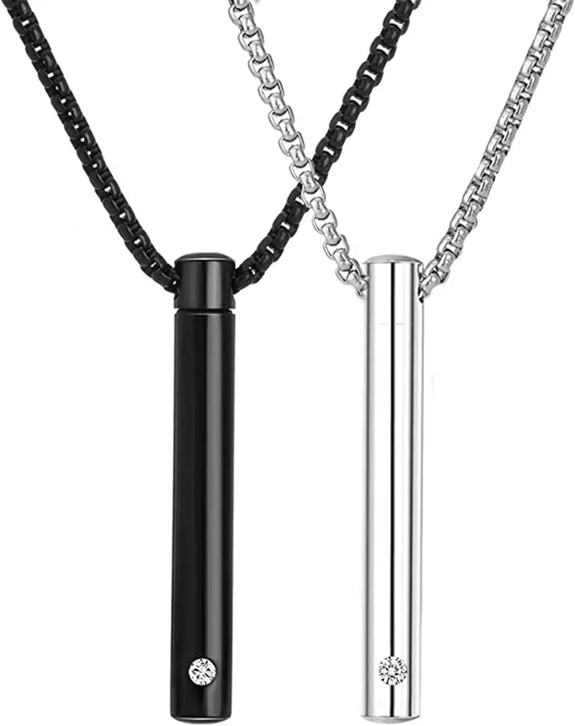 2 Pcs Cremation Necklace for Ashes Urn Necklace for Ashes Stainless Steel Cremation Jewelry Memorial Ash Holder with CZ Necklace image number 1