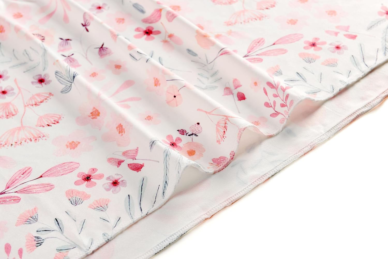 Newborn Floral Print Blanket Baby Stretch Wrap Swaddle Blanket Receiving Blanket with Matching Headband and Beanie (Small Flower and Leaf) image number 3