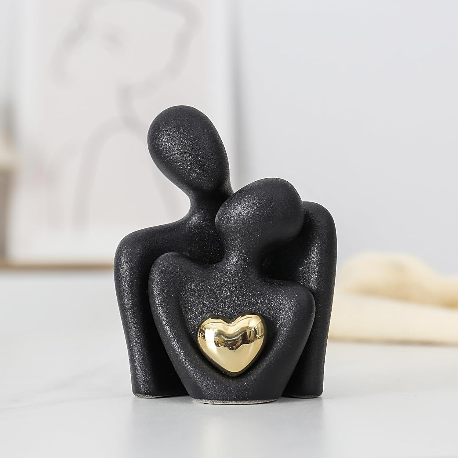 Gesture Decorative Statue, Modern Art Sculpture, Desktop Decor for Home, Office, Wedding (Golden) (Black) image number 6