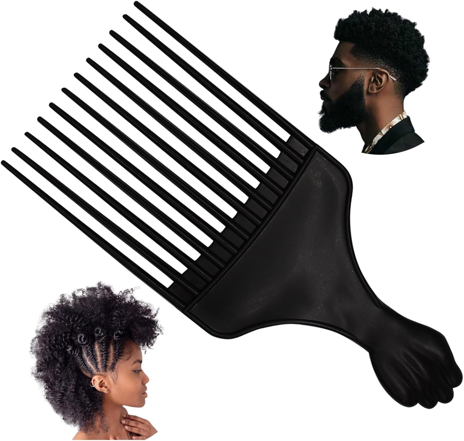 Professional Afro Pick Comb Hairdressing Detangling Comb Afro Braiding Comb for Wigs Natural African Thick Curly Long Short Hair Styling for Men Women Hair Salon image number 1