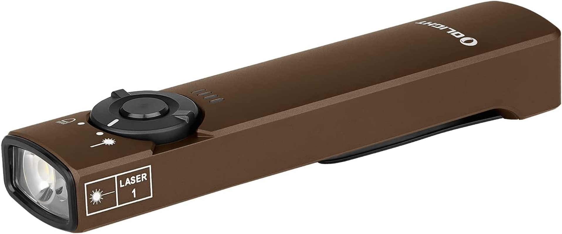 OLIGHT Arkfeld Max 1000 Lumens Rechargeable EDC Flashlight Dual Light Source with Green Beam for Pet, Presentation(Desert Tan, Cool White Light: 5700~6700K) image number 4