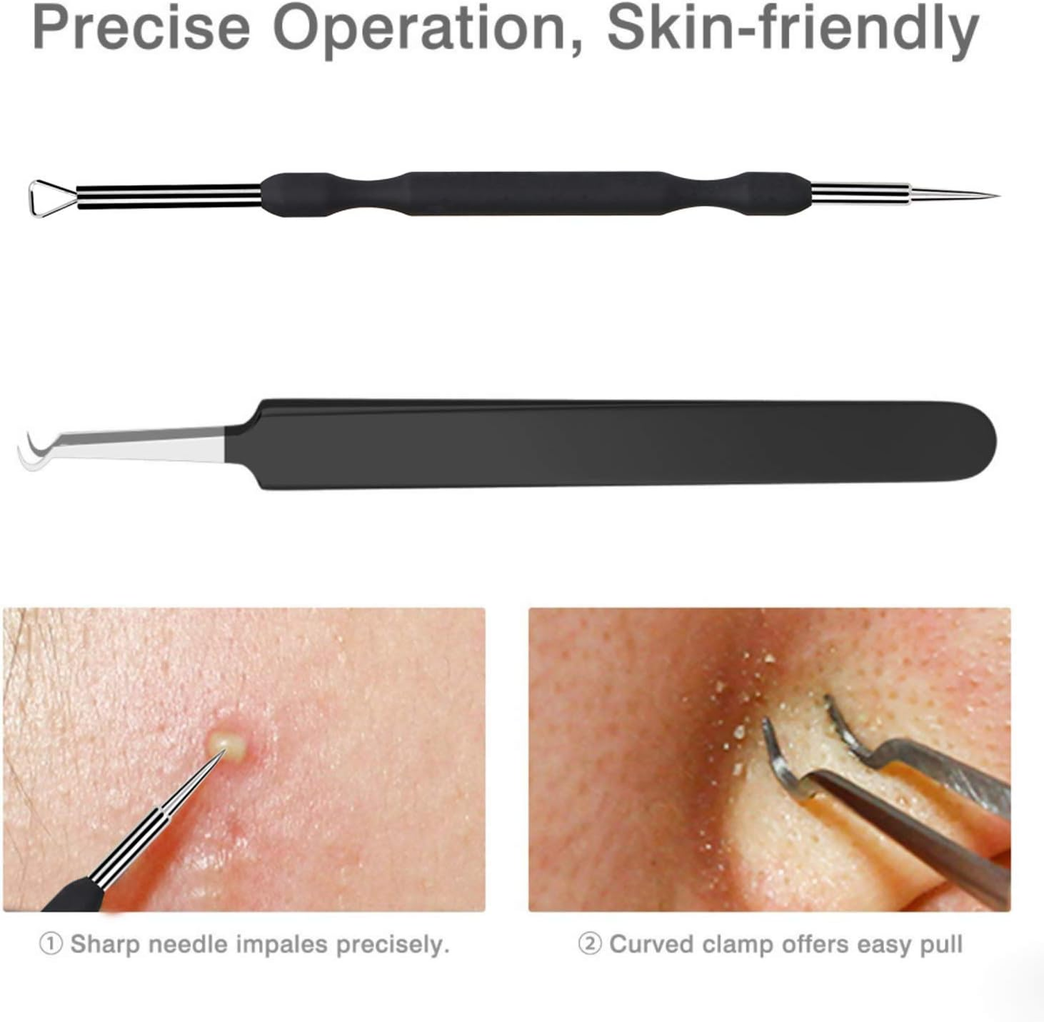 JPNK Pink&Black Blackhead Remover Pimple Comedone Extractor Tool Z-Black - Black image number 2