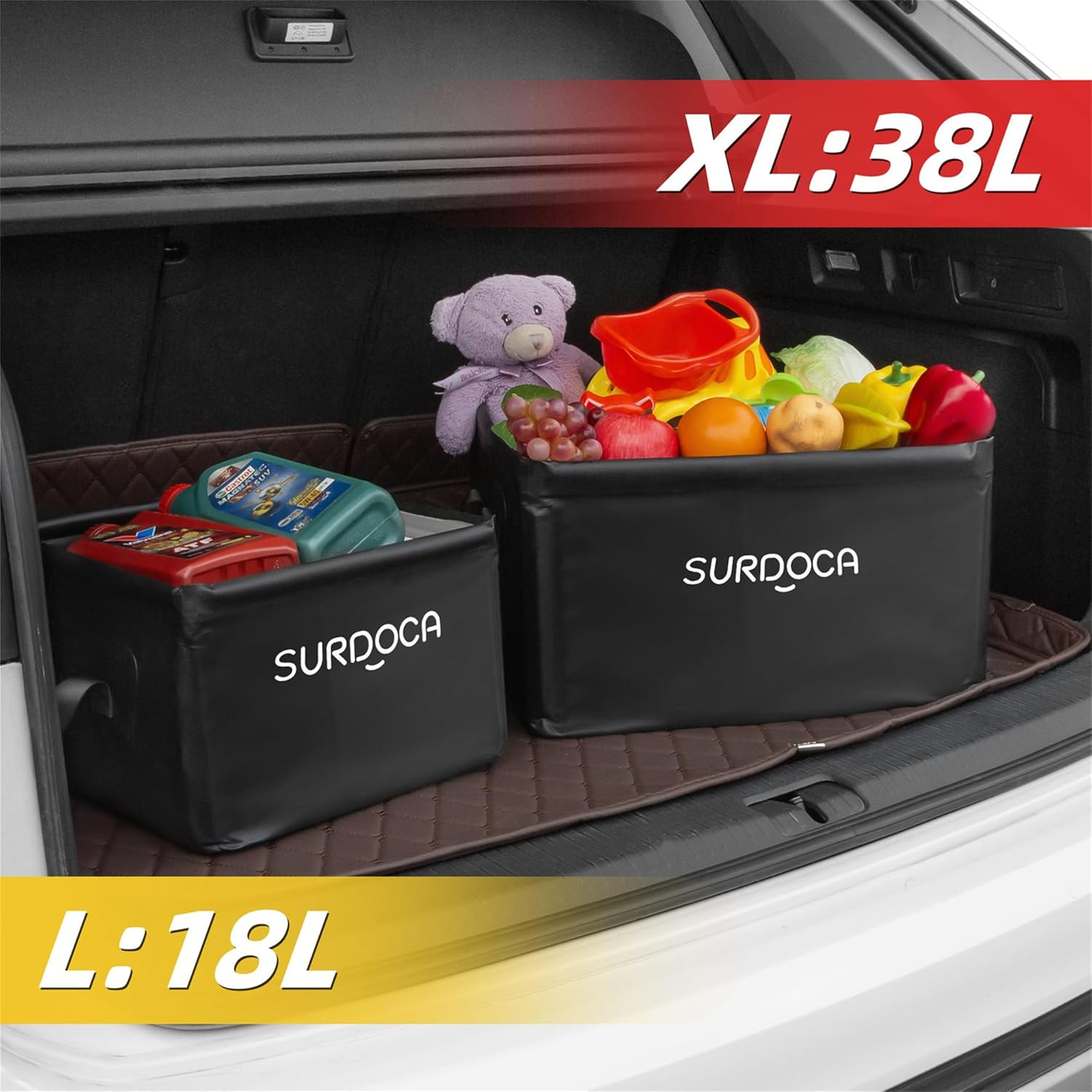 SURDOCA Fully Waterproof Car Trunk Organizer, Foldable Car Boot Storage Box, Multifunctional Storage Box for Car Srorage, Fishing or Barbecue,18 Liters image number 2