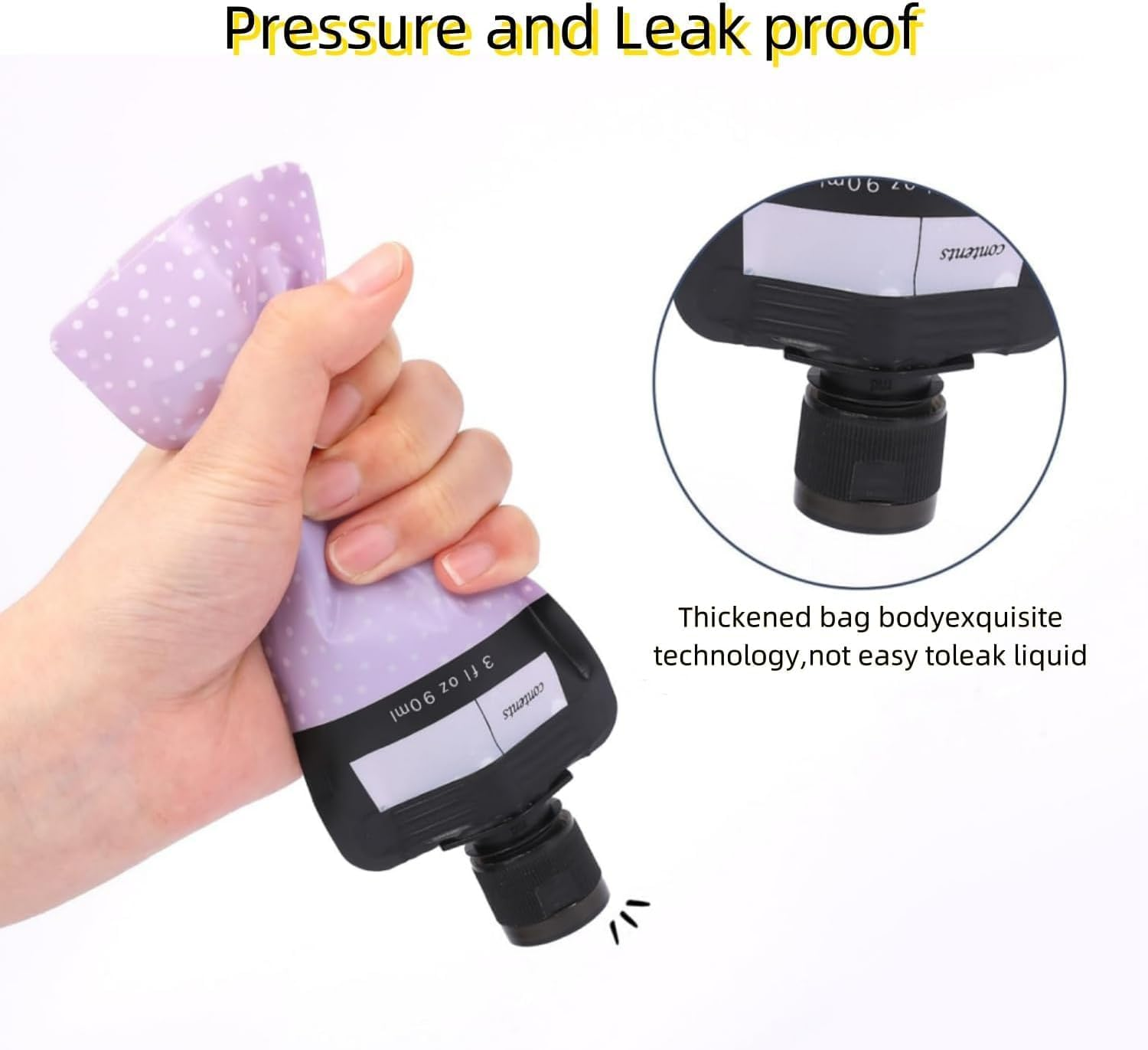 6 Pcs Travel Pouches for Liquids,Leak Proof Empty Squeeze Pouches, Portable Fluid Makeup Packing Bagrefillable Bottles,Travel Shampoo Conditioner Lotion Body Wash