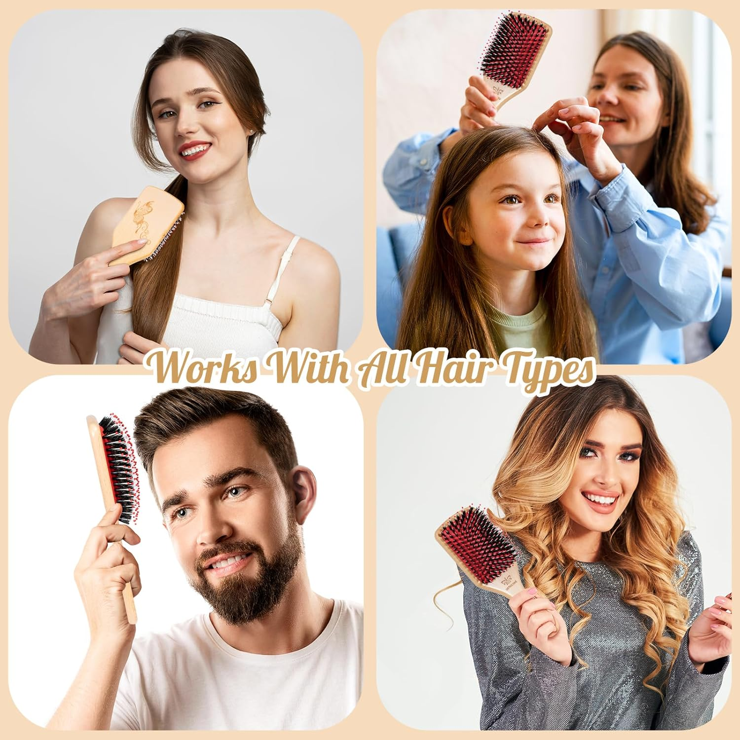 URTHEONE Hair Brush Boar Bristle Hair Brushes for Women image number 2