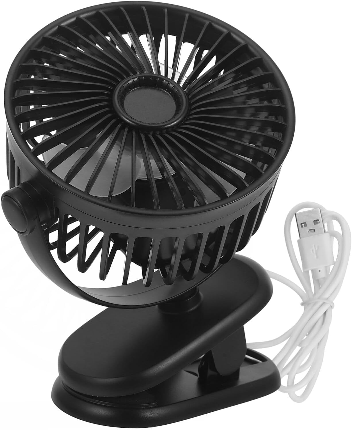 Cabilock Clip on Oscillating Mini Desk Fan USB Corded Table Fan Two-Speed Adjustment Sturdy Material Compact for Home Office Dorm Study Library Games Room Black image number 1