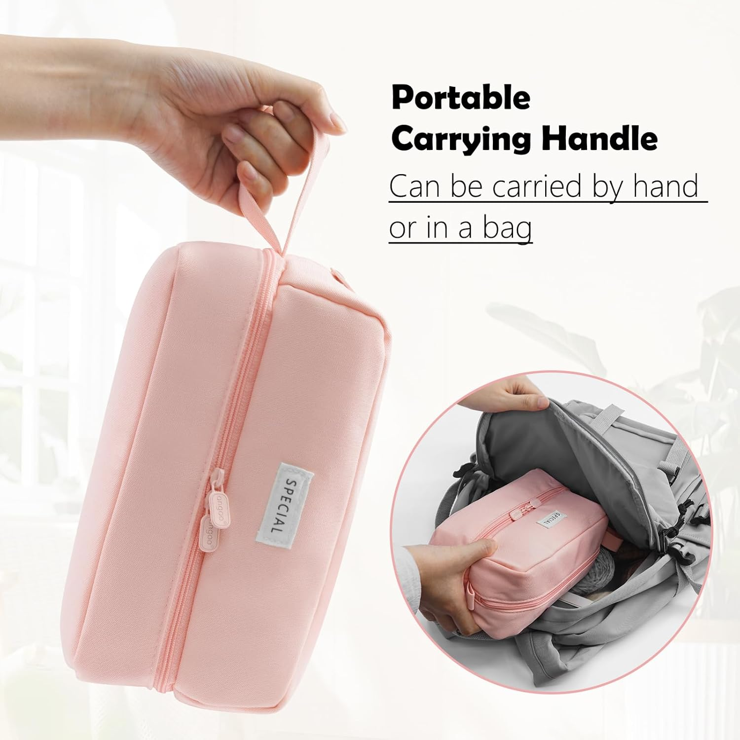 Pencil Case, Large Pencil Case with 2 Compartment, Pink Aesthetic Pen Bag with Double Zippers, Back to School Supplies for Kids Adult Boys Girls Student image number 6