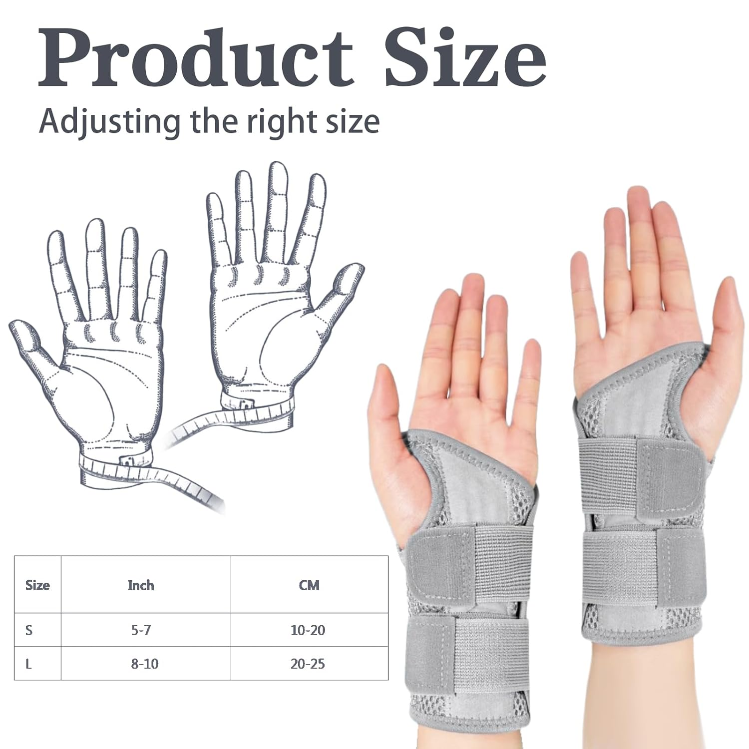 Carpal Tunnel Wrist Brace Adjustable Wrist Supports Brace with 2 Straps for Men and Women Breathable Wrist Support Splint for Pain Relief Tendonitis Arthritis Sprains image number 3