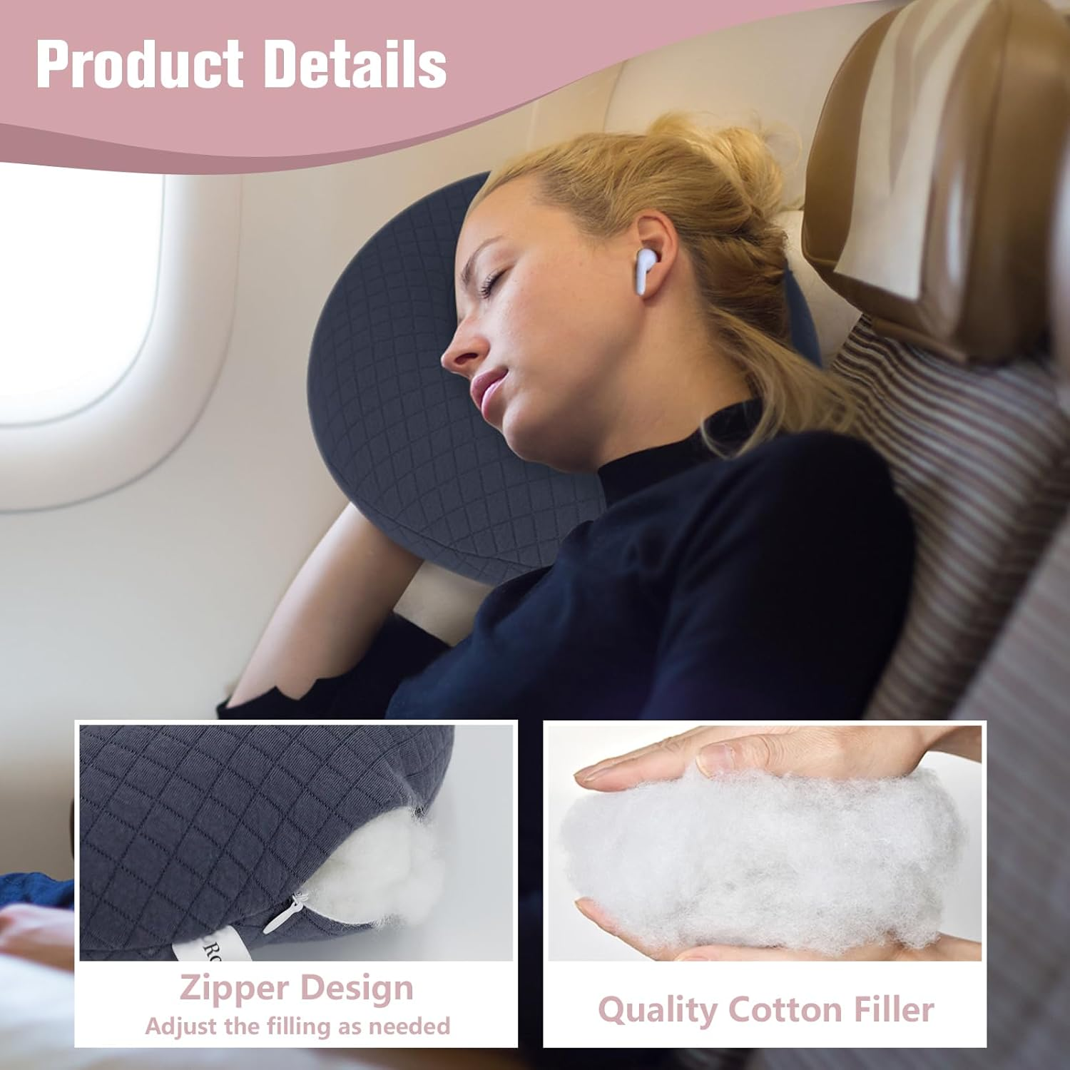 Roamready Ear Piercing Pillow for Side Sleepers, Ear Pillows with Holes for Pain, Earring Inflammation Pressure Sores, Cotton Earring Pillow for CNH Side Sleepers - Black image number 4