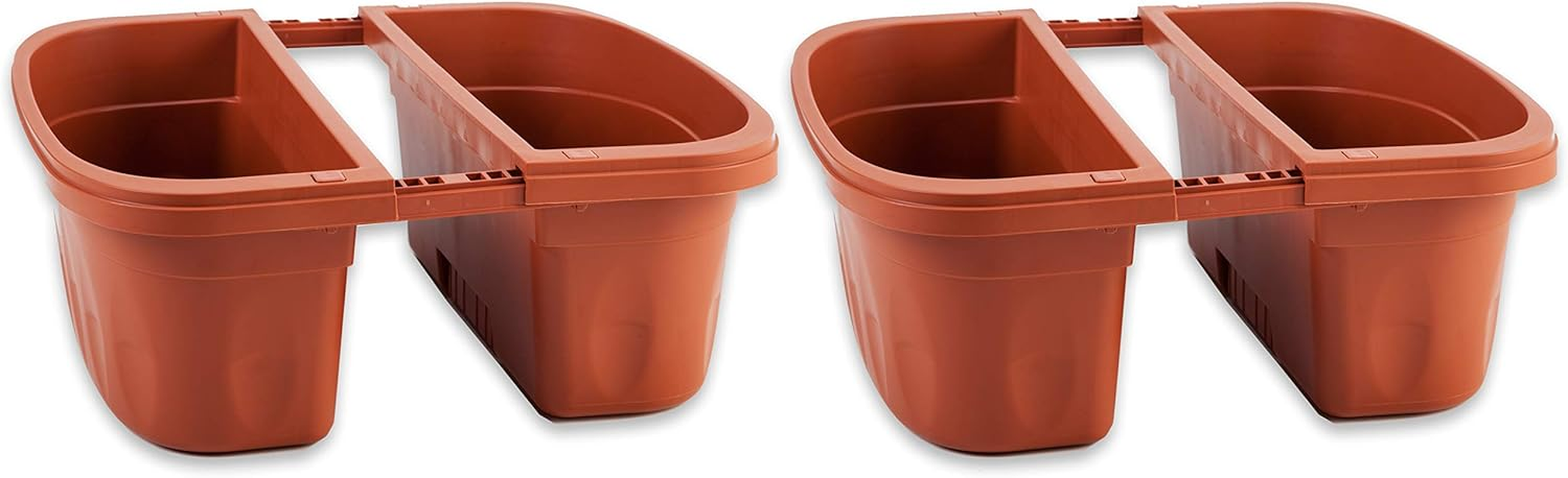 Apollo Exports International AP-30232/2 16" Double Sided Adjustable Railing Planter, Pack of 2, White