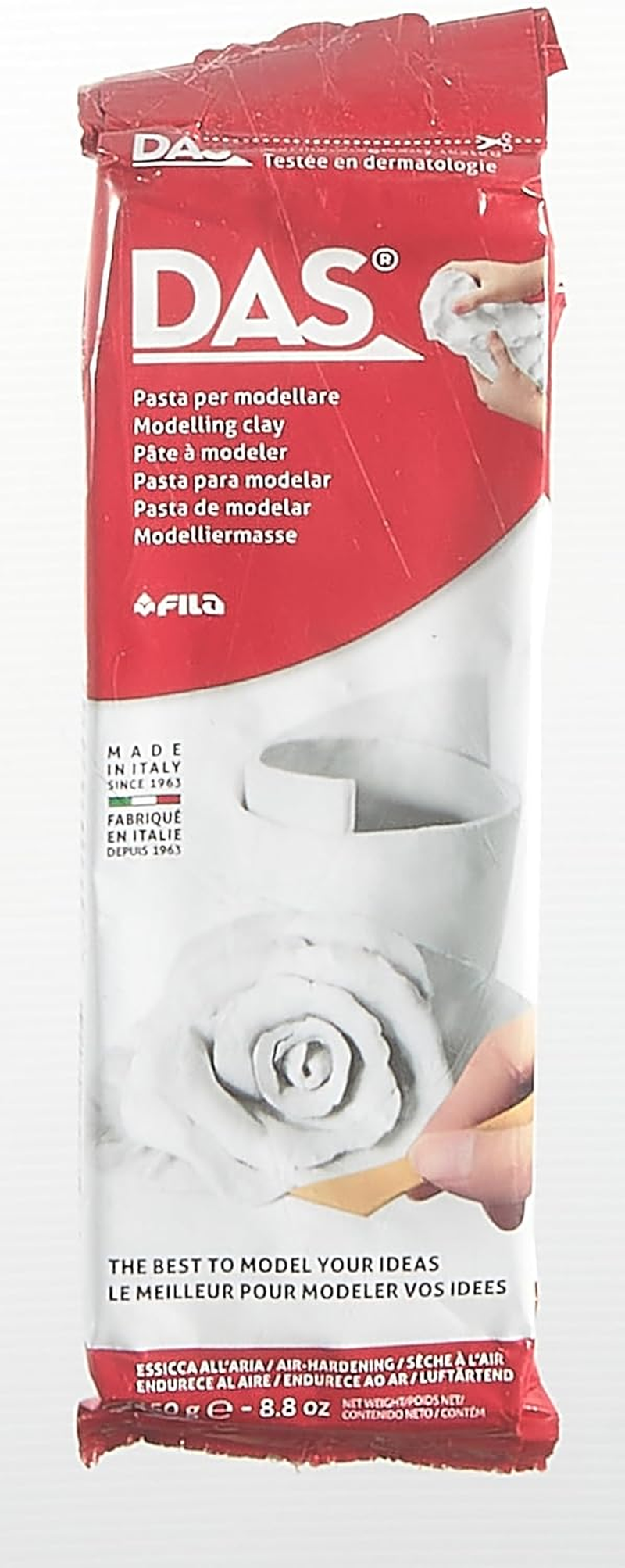 DAS Air Hardening Modeling Clay Block 40-Piece, White 250 G