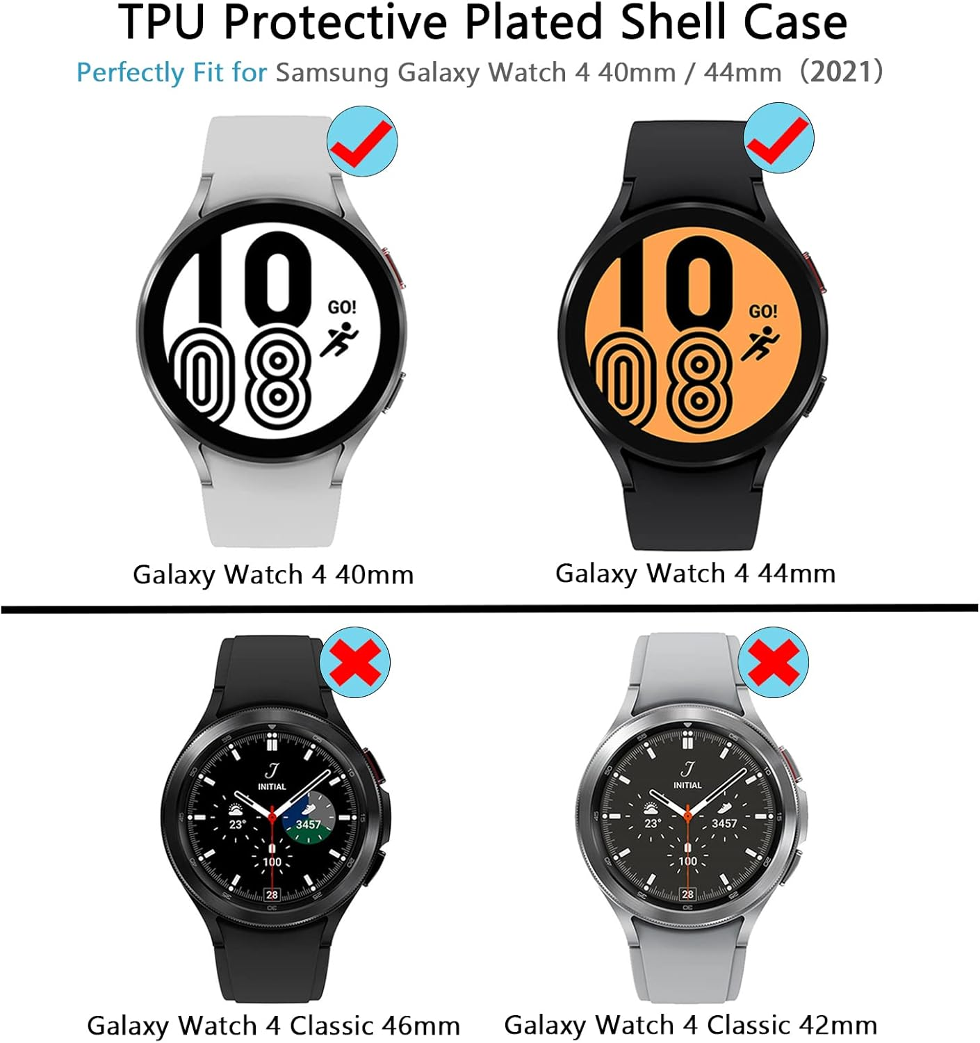 Diruite Case for Samsung Galaxy Watch 4 40Mm Protective Case X 2 + Screen Protector X 2, Hard PC Shockproof Smartwatch Case, Protects during Everyday Use, Sports, and Other Activities image number 6