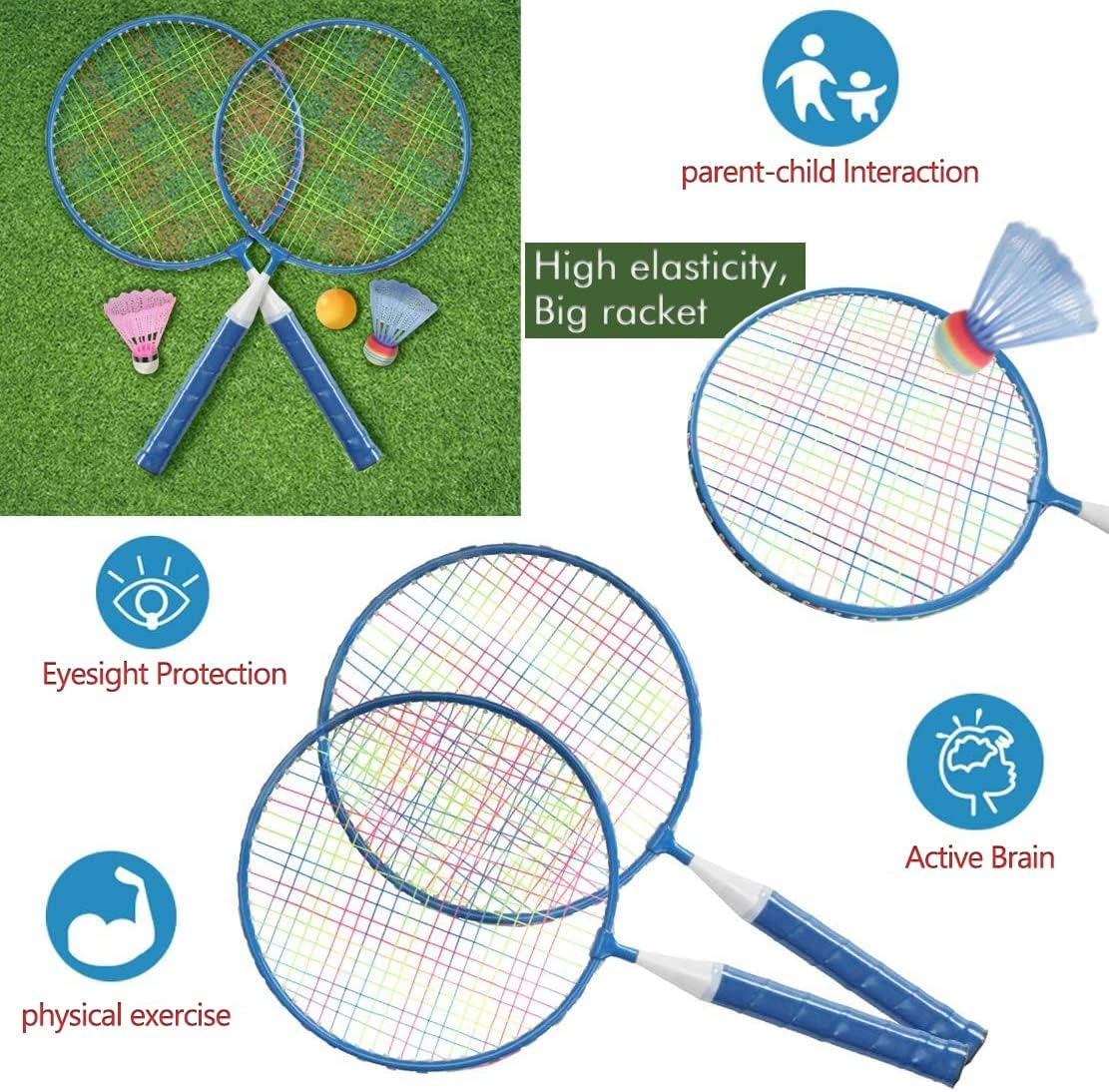Badminton Rackets for Children,12 in 1 Shuttlecocks Racquet Sports Set W/Lightweight Carrying Bag for Kids Professionals Beginner Players Indoor Outdoor Sport Game image number 2