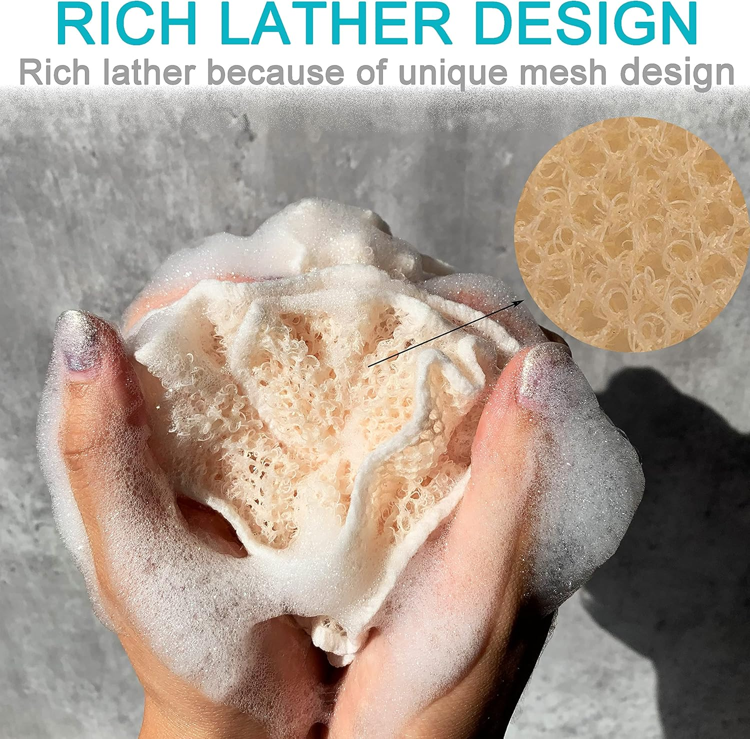 4 Pcs/Set 2 Soft Weave Home Spa Exfoliating Face and Body Wash Cloths, Dual-Textured for Shower & 2 Bath Spa Puff Scrubber Ball - Remove Dead Skin - Great for Skin Care in the Bath - Rich Foams Bubble image number 2