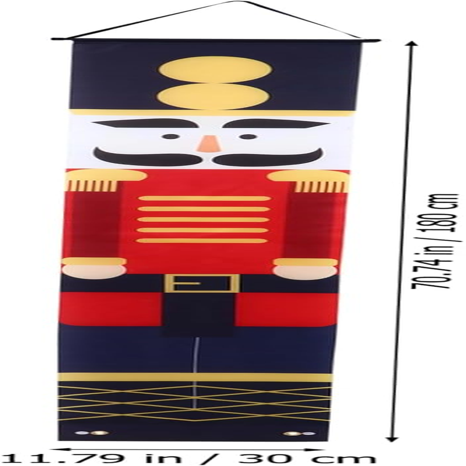 BUGUUYO Elegant Nutcracker Soldier Pattern Door Banner LED Christmas Decorations for Holiday Banquet Decor
