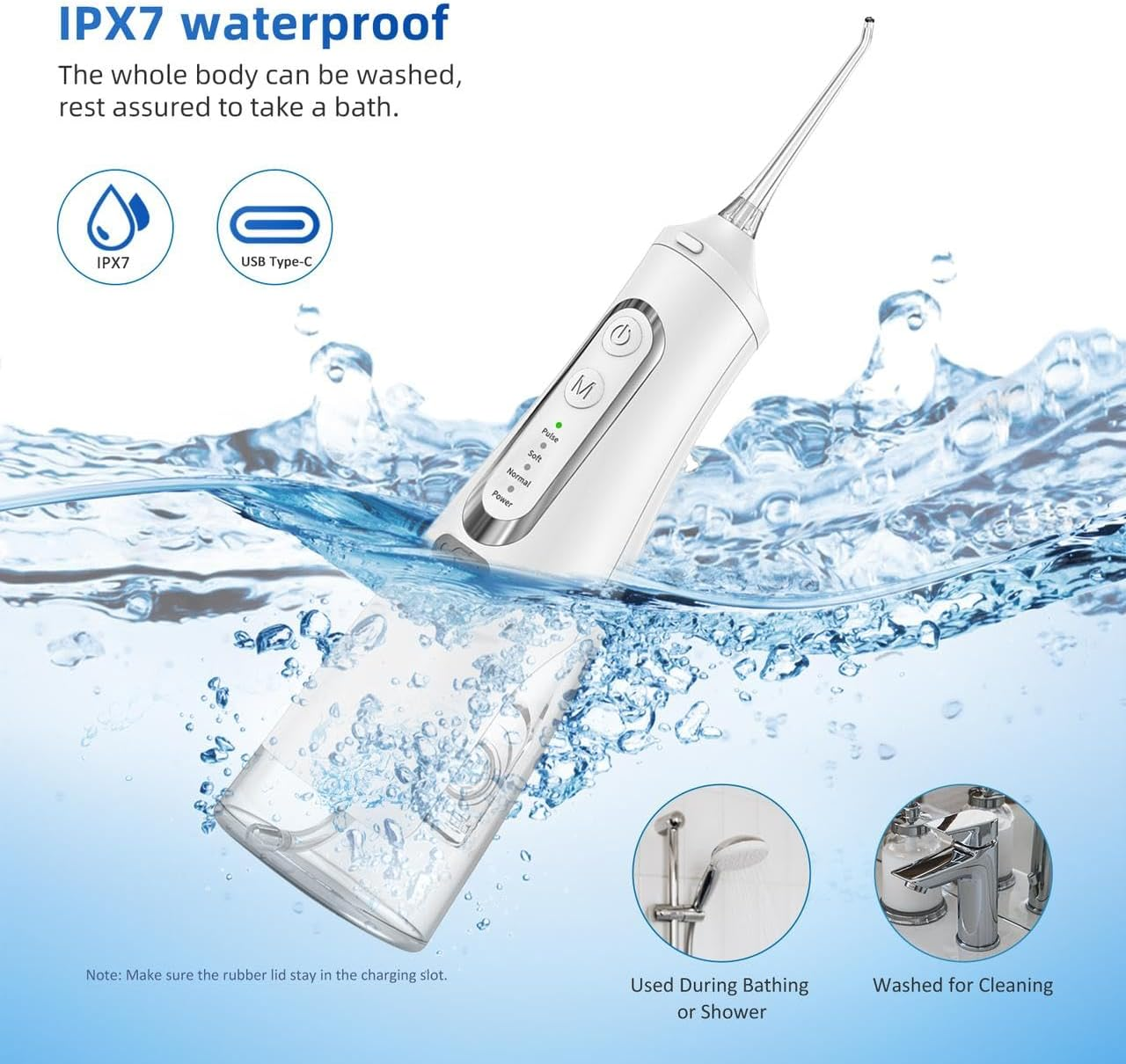 Pain Free Aussies Water Dental Flosser Teeth Pick: Portable Cordless Oral Irrigator 300ML Rechargeable Travel Irrigation Cleaner IPX7 Waterproof Electric Flossing Machine for Teeth Cleaning & Plaque Removal (White) - Black image number 6